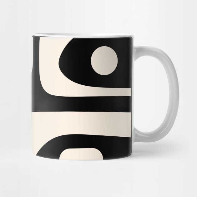 Mid Century Modern Piquet Minimalist Abstract Pattern in Black and Almond Cream by KierkegaardDesignStudio